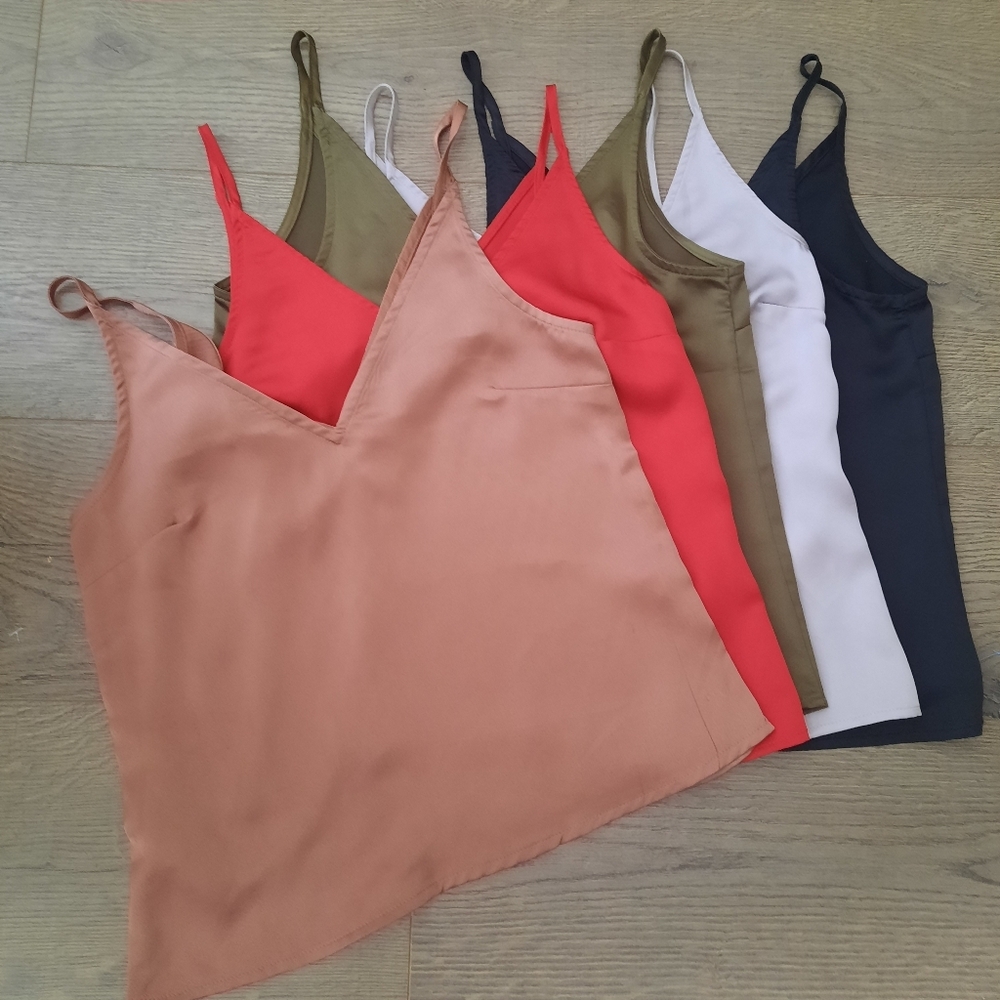 Bundle of 5 Dynamite Satin Metallic Tank Tops